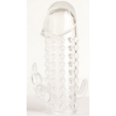 Гелевая прозрачная насадка с 2 отростками - 13 см. - Toyfa Basic - в Прокопьевске купить с доставкой