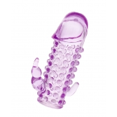 Закрытая фиолетовая насадка с 2 отростками - 13 см. - Toyfa Basic - в Прокопьевске купить с доставкой