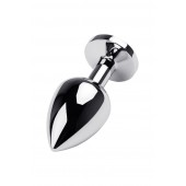 Серебристая коническая анальная пробка с красным кристаллом - 8 см. - ToyFa - купить с доставкой в Прокопьевске