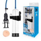 Прозрачная вакуумная вибропомпа Sex Expert с насадкой-вагиной - Sex Expert - в Прокопьевске купить с доставкой