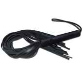 Чёрная кожаная плеть с жесткой ручкой - 63 см. - Sitabella - купить с доставкой в Прокопьевске