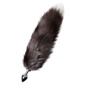 Серебристая металлическая анальная втулка с хвостом чернобурой лисы - размер S - ToyFa - купить с доставкой в Прокопьевске
