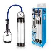 Прозрачная вакуумная помпа Sex Expert с манометром - Sex Expert - в Прокопьевске купить с доставкой