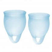 Набор голубых менструальных чаш Feel confident Menstrual Cup - Satisfyer - купить с доставкой в Прокопьевске