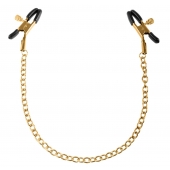 Чёрные с золотом зажимы на соски Gold Chain Nipple Clamps - Pipedream - купить с доставкой в Прокопьевске