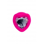 Розовая анальная втулка Diamond Heart с прозрачным кристаллом - 9,5 см. - ToyFa - купить с доставкой в Прокопьевске