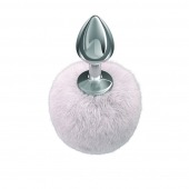 Серебристая анальная пробка с белым пушистым хвостиком Twinkle - Lola Games - купить с доставкой в Прокопьевске