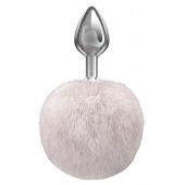 Серебристая анальная пробка с белым пушистым хвостиком Twinkle - Lola Games - купить с доставкой в Прокопьевске