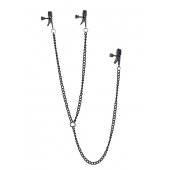 Черные зажимы на соски и клитор на цепочке DELUXE NIPPLE   CLIT CLAMPS - Dream Toys - купить с доставкой в Прокопьевске