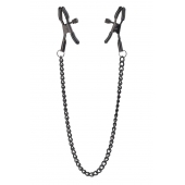 Черные зажимы на соски на цепочке BLAZE DELUXE NIPPLE CLAMPS - Dream Toys - купить с доставкой в Прокопьевске