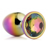 Голографическая анальная втулка с радужным кристаллом - 7,1 см. - Dream Toys - купить с доставкой в Прокопьевске