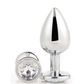 Серебристая анальная втулка с прозрачным кристаллом - 7,1 см. - Dream Toys - купить с доставкой в Прокопьевске