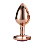 Золотистая анальная втулка с кристаллом-сердечком розового цвета - 7,1 см. - Dream Toys - купить с доставкой в Прокопьевске