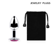 Серебристая анальная пробка с малиновым кристаллом - 7,2 см. - Anal Jewelry Plug - купить с доставкой в Прокопьевске