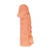 Телесная закрытая насадка с венками Cock Sleeve Size L - 17,6 см. - KOKOS - в Прокопьевске купить с доставкой
