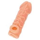 Телесная закрытая насадка с венками Cock Sleeve Size L - 17,6 см. - KOKOS - в Прокопьевске купить с доставкой