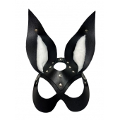 Черная маска зайки с белым мехом на ушках Miss Bunny - БДСМ Арсенал - купить с доставкой в Прокопьевске