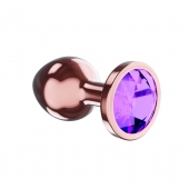 Пробка цвета розового золота с фиолетовым кристаллом Diamond Amethyst Shine S - 7,2 см. - Lola Games - купить с доставкой в Прокопьевске