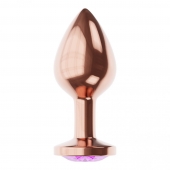 Пробка цвета розового золота с фиолетовым кристаллом Diamond Amethyst Shine S - 7,2 см. - Lola Games - купить с доставкой в Прокопьевске