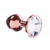 Пробка цвета розового золота с прозрачным кристаллом Diamond Moonstone Shine L - 8,3 см. - Lola Games - купить с доставкой в Прокопьевске