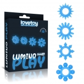 Набор из 4 голубых, светящихся в темноте эрекционных колец Lumino Play - Lovetoy - в Прокопьевске купить с доставкой