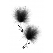 Зажимы на соски с черными пуховыми кисточками Sweet Caress Feather Nipple Clumps - Sweet Caress - купить с доставкой в Прокопьевске