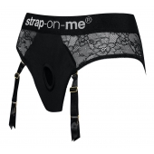 Черные трусики для насадок Diva Lingerie Harness - size S - Strap-on-me - купить с доставкой в Прокопьевске