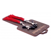 Металлические зажимы на соски с красными замшевыми кисточками - Crazy Handmade - купить с доставкой в Прокопьевске Металлические зажимы на соски с красными замшевыми кисточками - Crazy Handmade - купить с доставкой в Прокопьевске