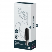 Черный мастурбатор с вибрацией Power Masturbator - Satisfyer - в Прокопьевске купить с доставкой
