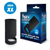 Черная открытая насадка на пенис с кольцом для мошонки XL-size - 8,9 см. - Sex Expert - в Прокопьевске купить с доставкой