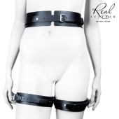 Черный кожаный пояс с гартерами - S-M - Notabu - купить с доставкой в Прокопьевске Черный кожаный пояс с гартерами - S-M - Notabu - купить с доставкой в Прокопьевске