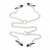 Серебристые зажимы для сосков и половых губ на тонкой цепочке - Notabu - купить с доставкой в Прокопьевске