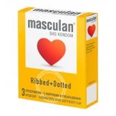 Презервативы с колечками и пупырышками Masculan Ribbed+Dotted - 3 шт. - Masculan - купить с доставкой в Прокопьевске