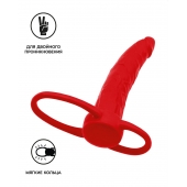 Красная насадка на пенис для двойного проникновения Black Red - 16,5 см. - ToyFa - купить с доставкой в Прокопьевске