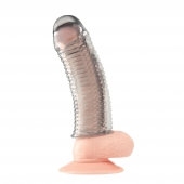 Текстурированная насадка на пенис Clear Textured Penis Enhancing Sleeve Extension - 16,5 см. - BlueLine - в Прокопьевске купить с доставкой