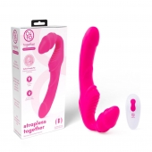 Розовый безремневой страпон на радиоуправлении Strapless Together - 22 см. - Together Toy - купить с доставкой в Прокопьевске