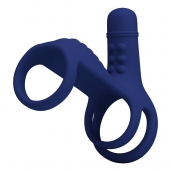Синяя вибронасадка на пенис Vibrating Penis Sling - Baile - в Прокопьевске купить с доставкой
