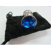 Анальное украшение BUTT PLUG  Small с синим кристаллом - 7 см. - Anal Jewelry Plug - купить с доставкой в Прокопьевске