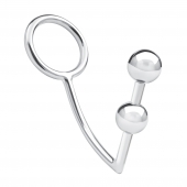 Кольцо на пенис с анальным стимулятором Two Bead Stainless Steel Anal Hook   Cock Ring - BlueLine - в Прокопьевске купить с доставкой