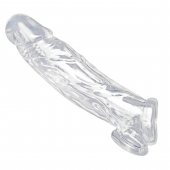 Прозрачная насадка для увеличения члена Realistic Clear Penis Enhancer and Ball Stretcher - 20,3 см. - XR Brands - в Прокопьевске купить с доставкой
