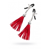 Зажимы на соски «Прищепки» с красными кисточками из замши - Pecado - купить с доставкой в Прокопьевске