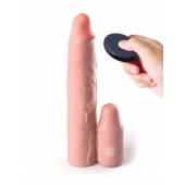 Телесная вибронасадка на член 3  Vibrating Mega X-tension with Remote - 22,9 см. - Pipedream - в Прокопьевске купить с доставкой