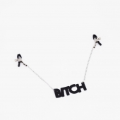 Зажимы на соски с кожаной подвеской Bitch - Crazy Handmade - купить с доставкой в Прокопьевске