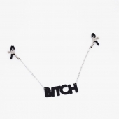 Зажимы на соски с кожаной подвеской Bitch - Crazy Handmade - купить с доставкой в Прокопьевске