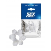 Прозрачное эрекционное кольцо с 6 стимулирующими шариками - Sex Expert - в Прокопьевске купить с доставкой