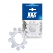 Прозрачное эрекционное кольцо со стимулирующими шариками - Sex Expert - в Прокопьевске купить с доставкой
