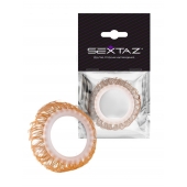 Эрекционное кольцо с бежевыми «ресничками» - Sextaz - в Прокопьевске купить с доставкой