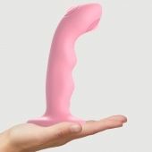 Розовая насадка-стимулятор Strap-On-Me Tapping Dildo Wave - Strap-on-me - купить с доставкой в Прокопьевске