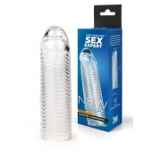 Прозрачная закрытая насадка на пенис с ребрышками - 16 см. - Sex Expert - в Прокопьевске купить с доставкой