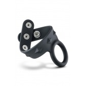 Черное эрекционное кольцо с подхватом мошонки на кнопках VS6 - Blush Novelties - в Прокопьевске купить с доставкой
